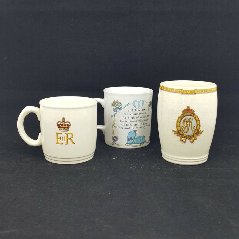 Staffordshire Corononation 1953 - 2 Mugs and 1 Glass