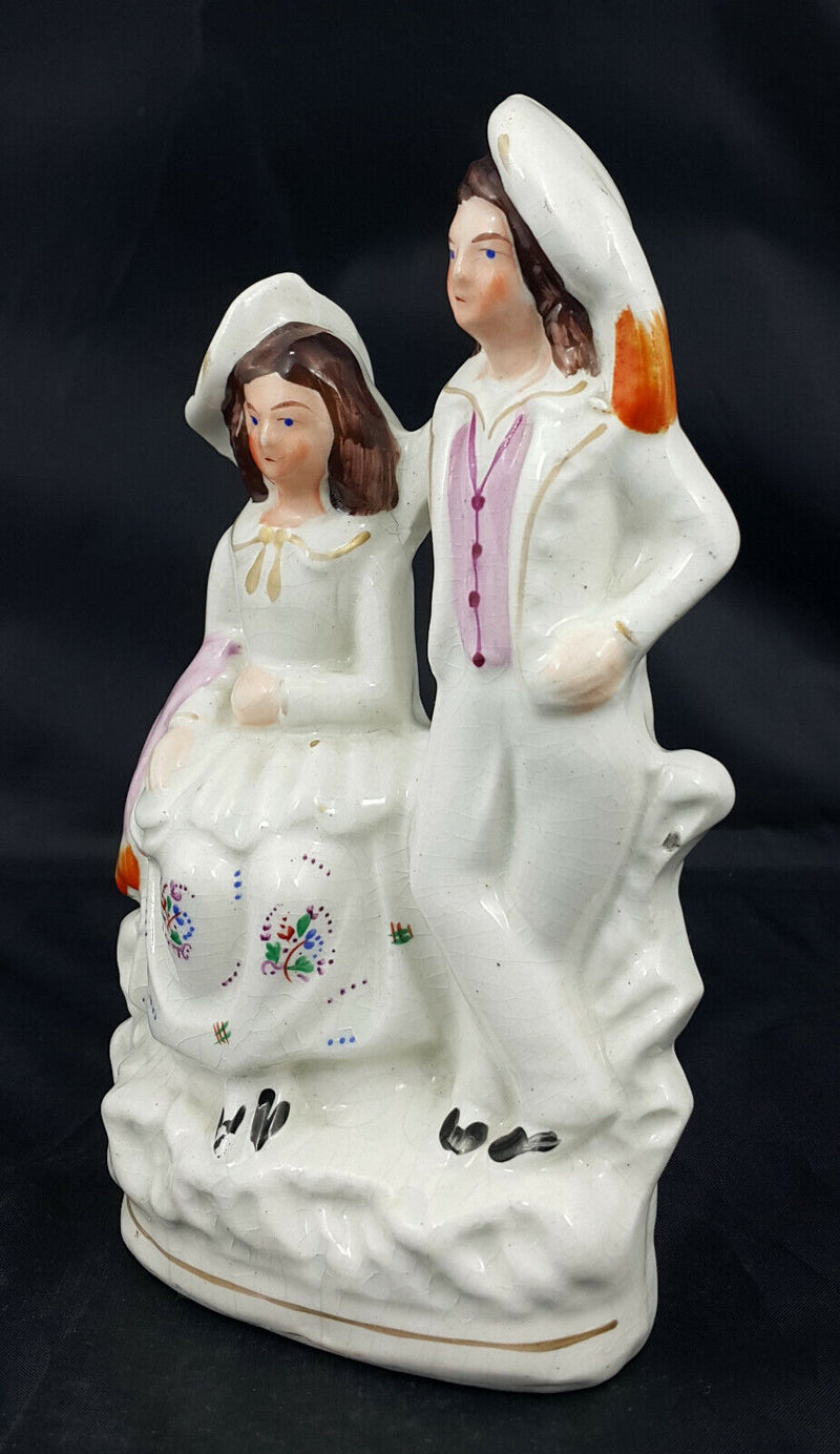 Staffordshire Flatback Figurine Beautiful Couple - Crack