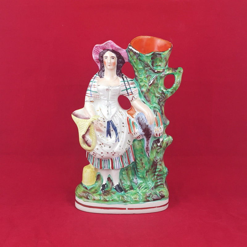 Staffordshire Spill Vase - Girl With Rabbit in Basket (≈1 Kg) - 527 STR