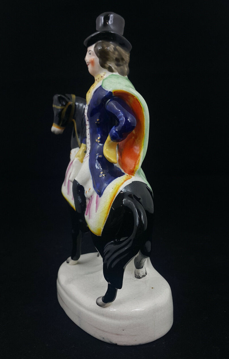 Staffordshire Figurine Dick Turpin on A Black Horse - Damaged