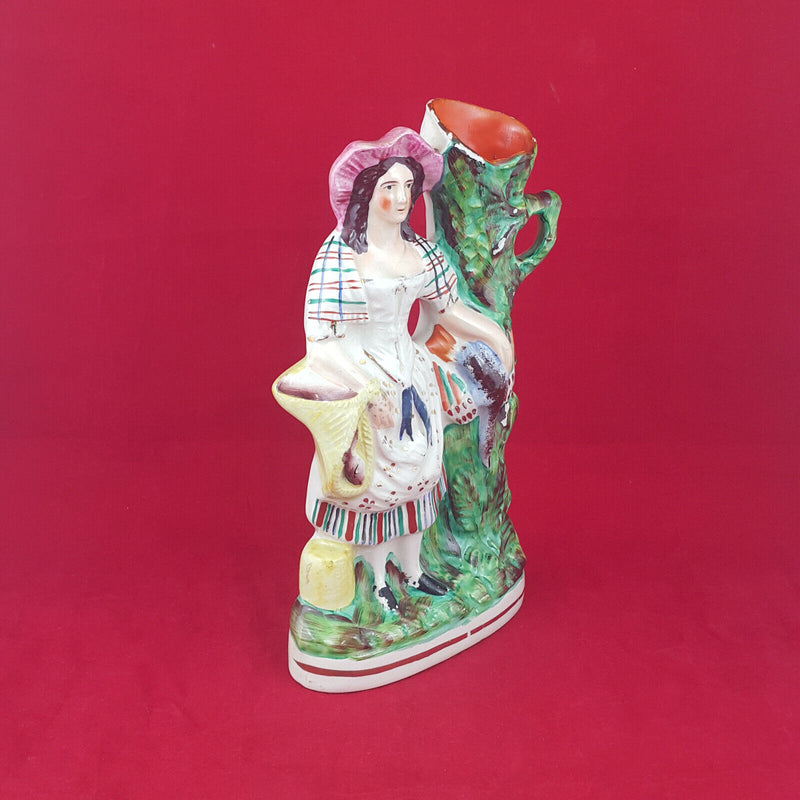 Staffordshire Spill Vase - Girl With Rabbit in Basket (≈1 Kg) - 527 STR