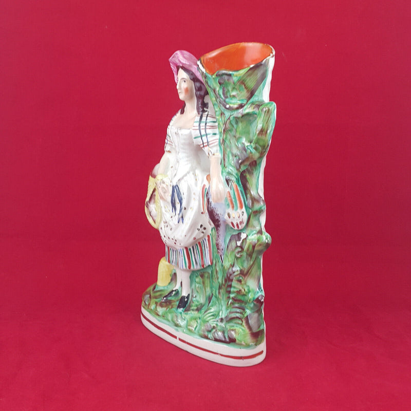 Staffordshire Spill Vase - Girl With Rabbit in Basket (≈1 Kg) - 527 STR