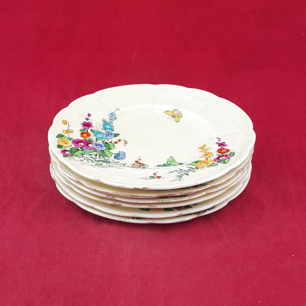 Crown Staffordshire - Set Of 6 Poppy Floral Side Plates - OP 3132