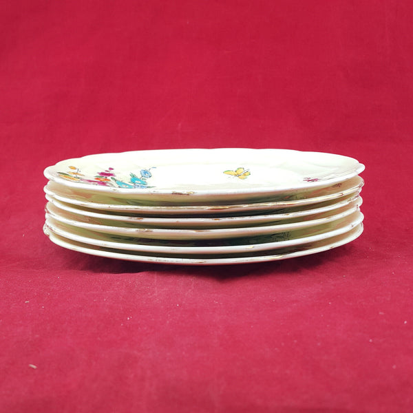 Crown Staffordshire - Set Of 6 Poppy Floral Side Plates - OP 3132