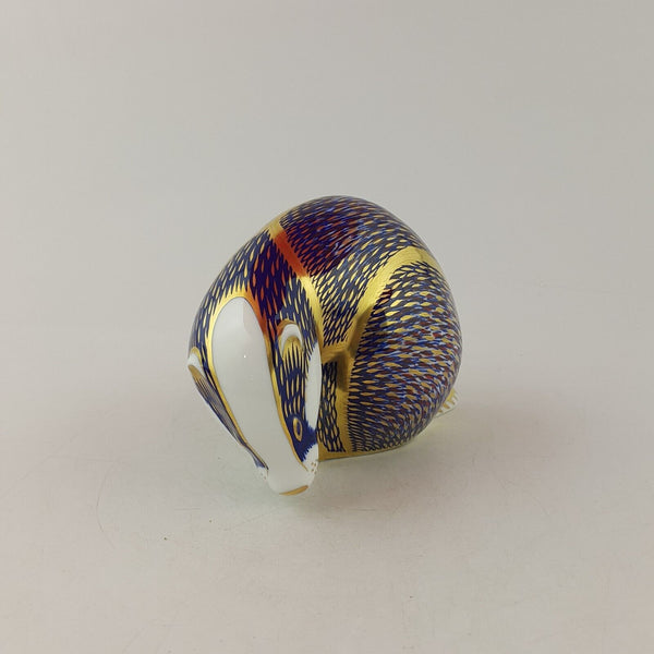 Royal Crown Derby Paperweight Badger Honey Weasel Gold Stopper - 8486 RCD