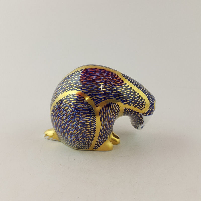 Royal Crown Derby Paperweight Badger Honey Weasel Gold Stopper - 8486 RCD