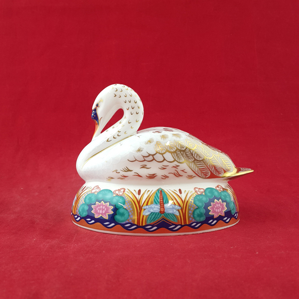 Royal Crown Derby Paperweight - Swan Gold Stopper (Boxed) - RCD 2802