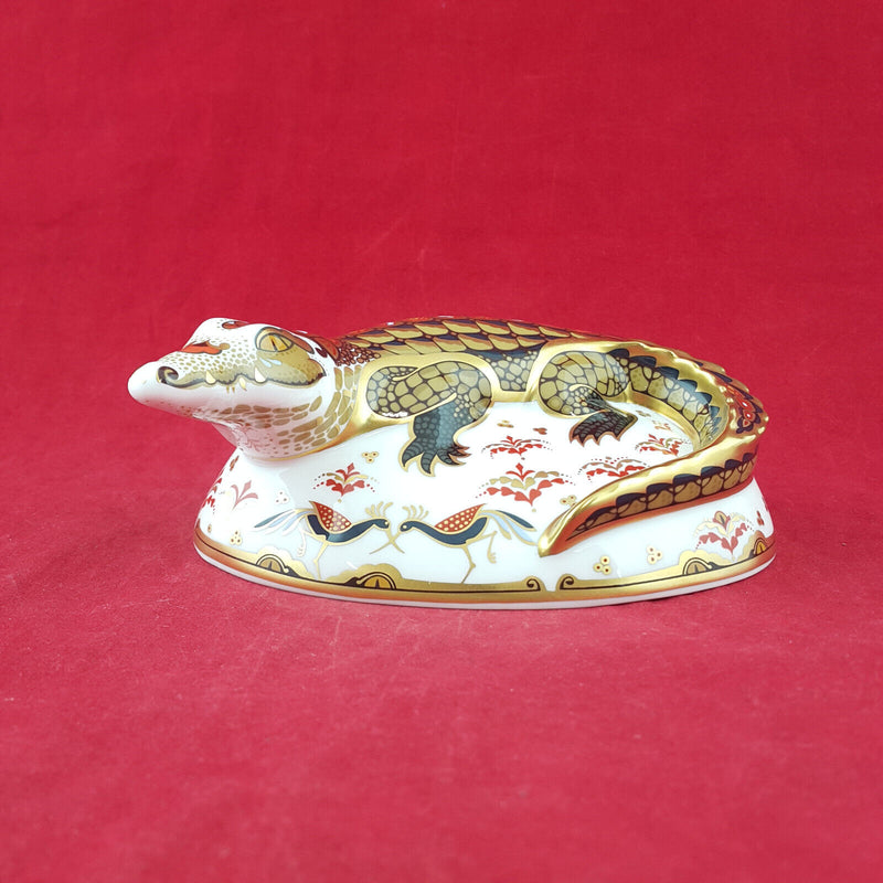 Royal Crown Derby - Crocodile Paperweight (Gold Stopper with CoA) - RCD 3101