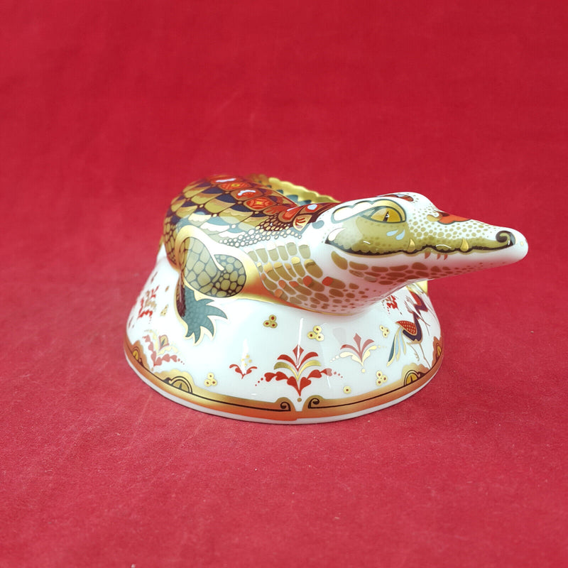 Royal Crown Derby - Crocodile Paperweight (Gold Stopper with CoA) - RCD 3101