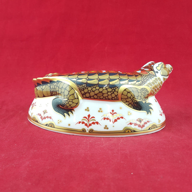 Royal Crown Derby - Crocodile Paperweight (Gold Stopper with CoA) - RCD 3101