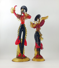 Pair Of Large 18" Murano Glass Figures Of Flamenco Dancers G Toffolo - OA 3609