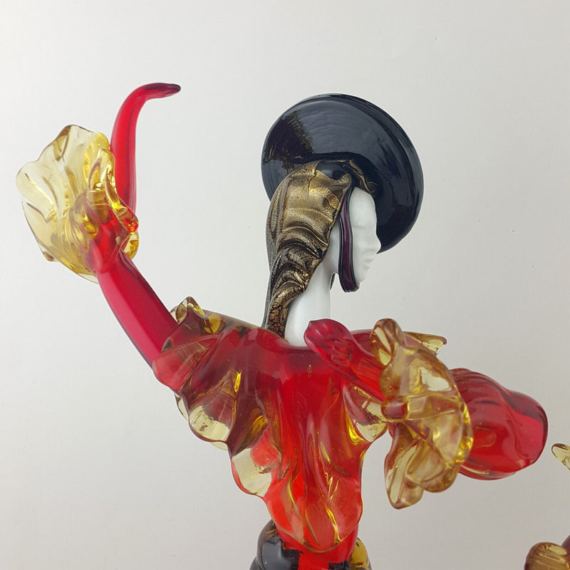 Pair Of Large 18" Murano Glass Figures Of Flamenco Dancers G Toffolo - OA 3609