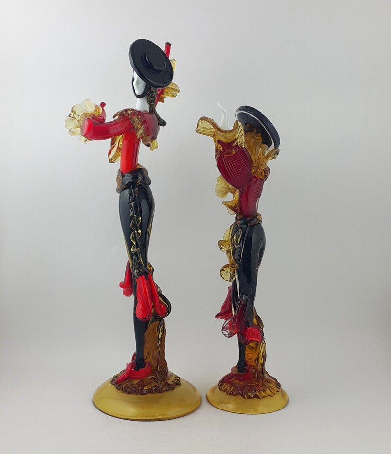 Pair Of Large 18" Murano Glass Figures Of Flamenco Dancers G Toffolo - OA 3609