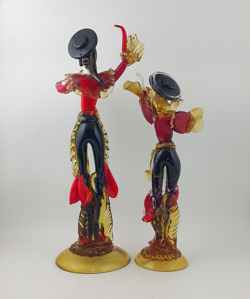 Pair Of Large 18" Murano Glass Figures Of Flamenco Dancers G Toffolo - OA 3609