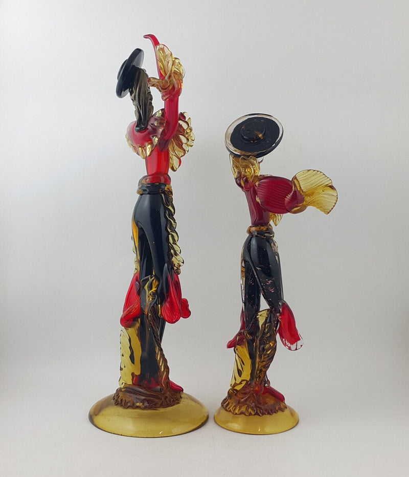 Pair Of Large 18" Murano Glass Figures Of Flamenco Dancers G Toffolo - OA 3609