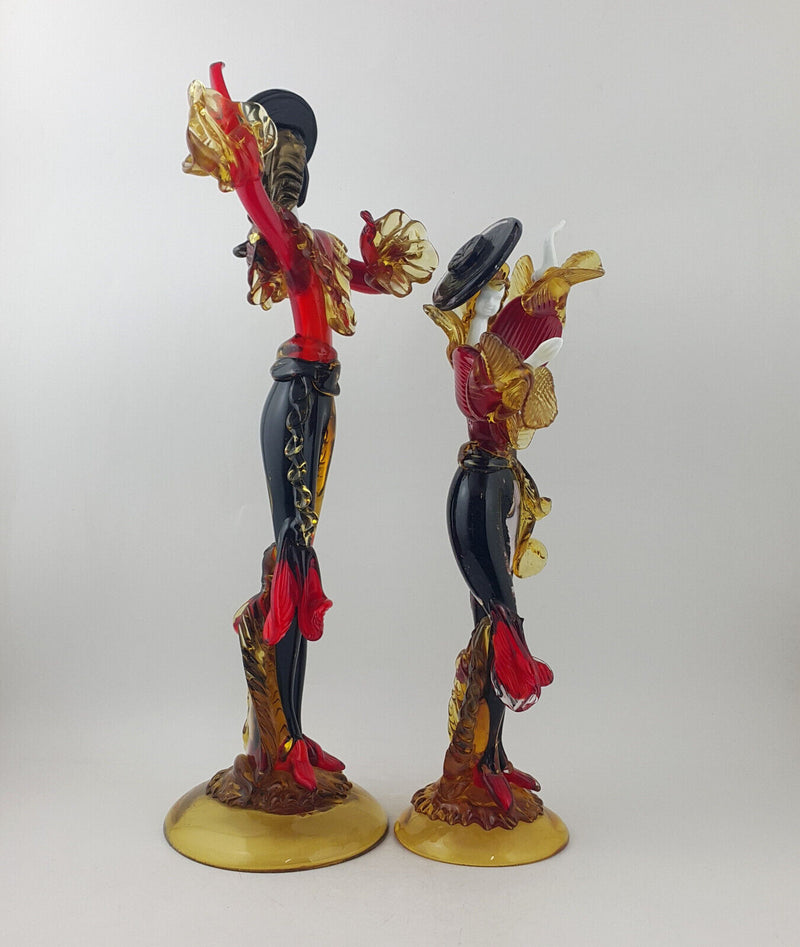 Pair Of Large 18" Murano Glass Figures Of Flamenco Dancers G Toffolo - OA 3609