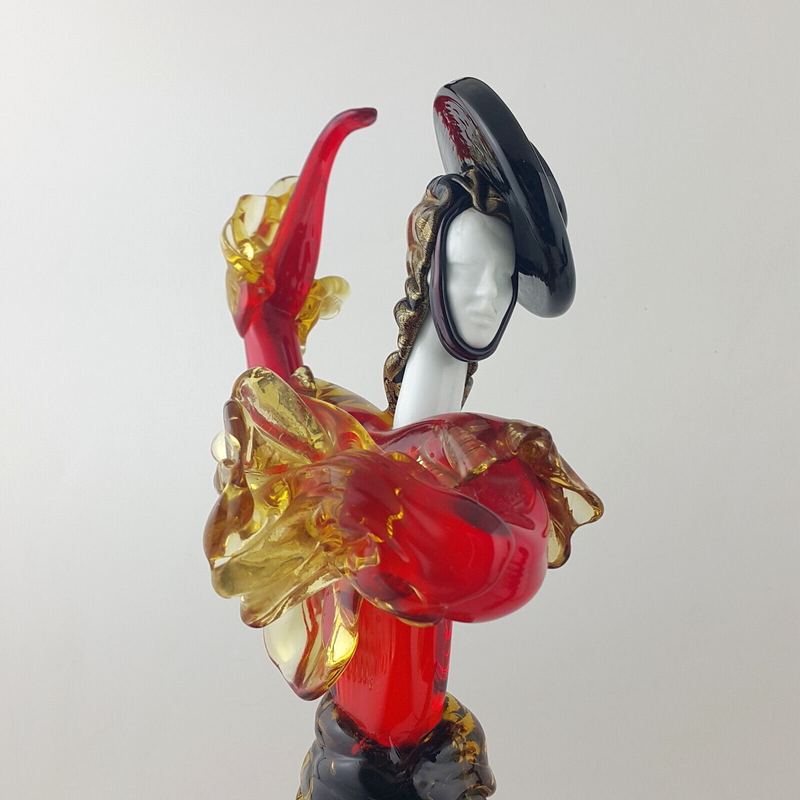 Pair Of Large 18" Murano Glass Figures Of Flamenco Dancers G Toffolo - OA 3609