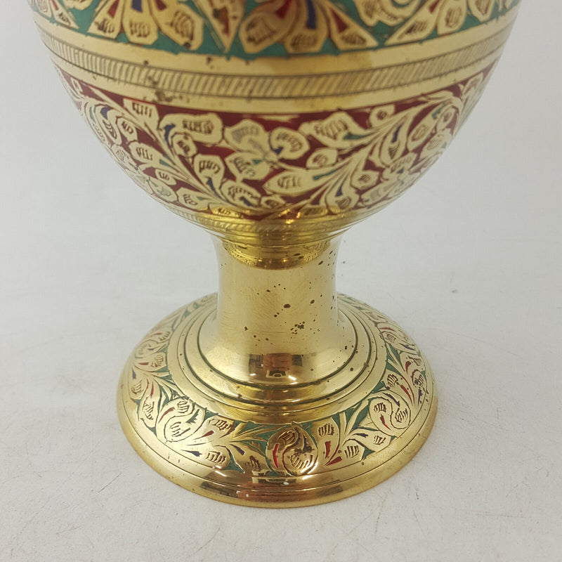 Antique Brass Made In India - Ornate Engraved Vase - TF 134