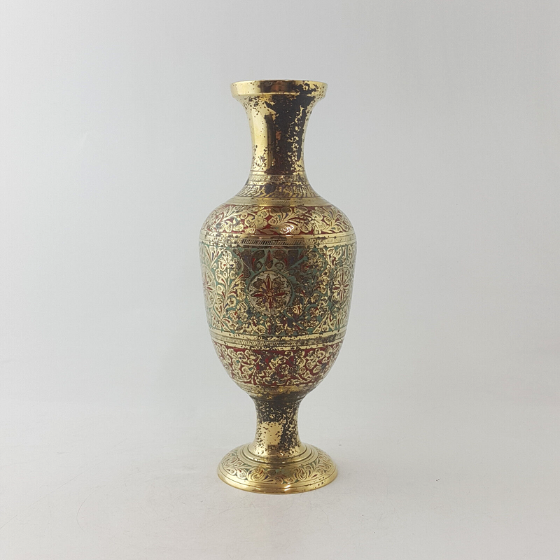 Antique Brass Made In India - Ornate Engraved Vase - TF 134