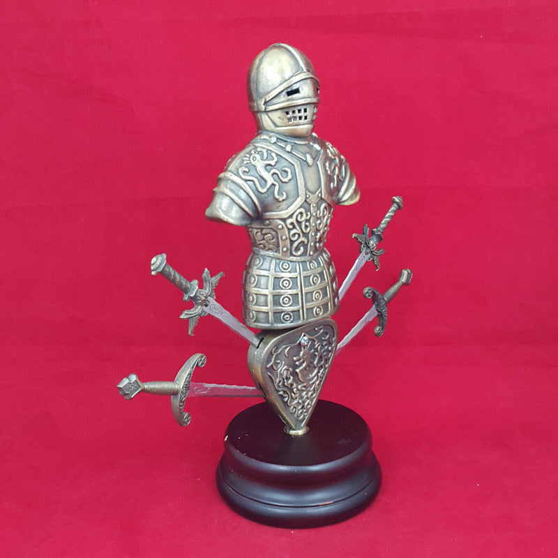 Brass Cast Model of a Suit of Armour with Four Swords - 1.4KG