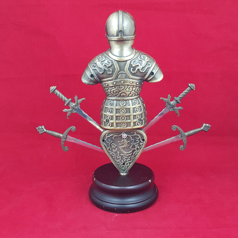 Brass Cast Model of a Suit of Armour with Four Swords - 1.4KG