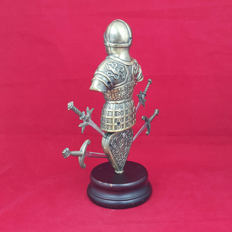 Brass Cast Model of a Suit of Armour with Four Swords - 1.4KG