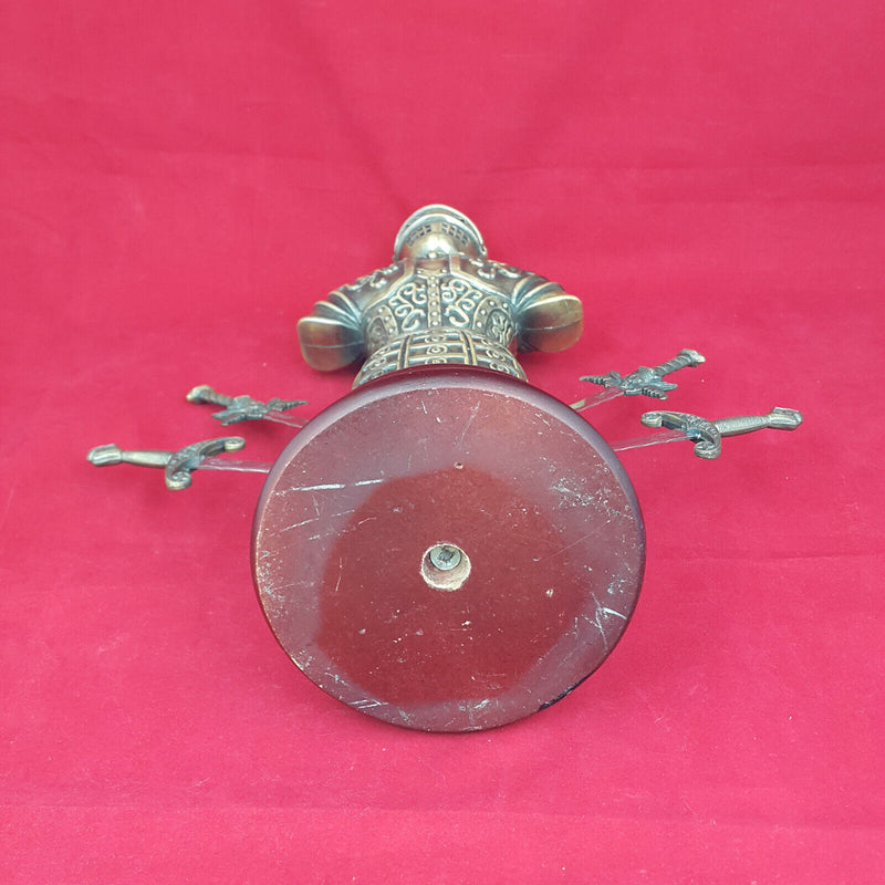 Brass Cast Model of a Suit of Armour with Four Swords - 1.4KG