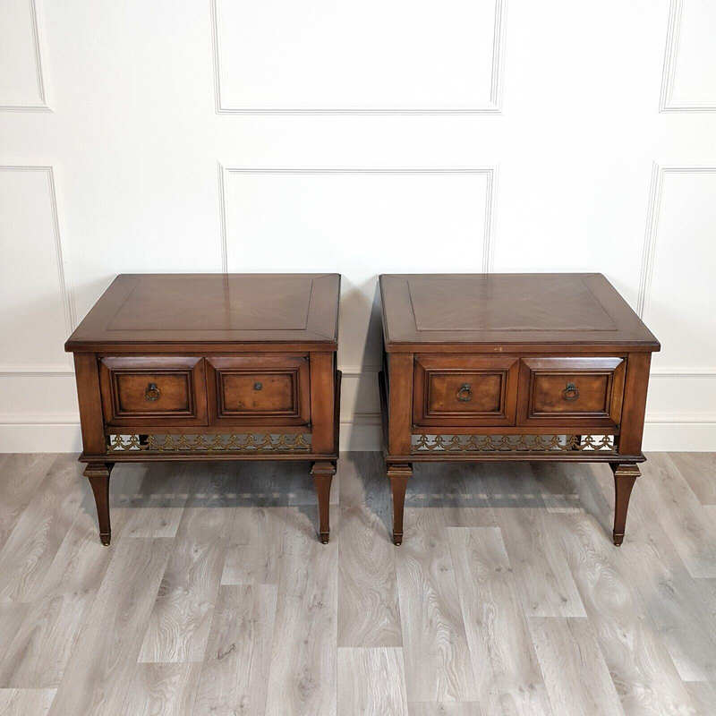 Pair 19th Century Design Mahogany Coffee Tables With Doored Storage - F152