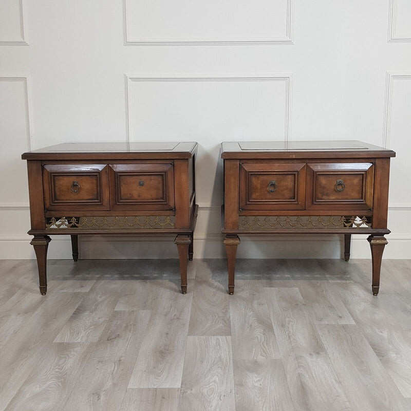 Pair 19th Century Design Mahogany Coffee Tables With Doored Storage - F152