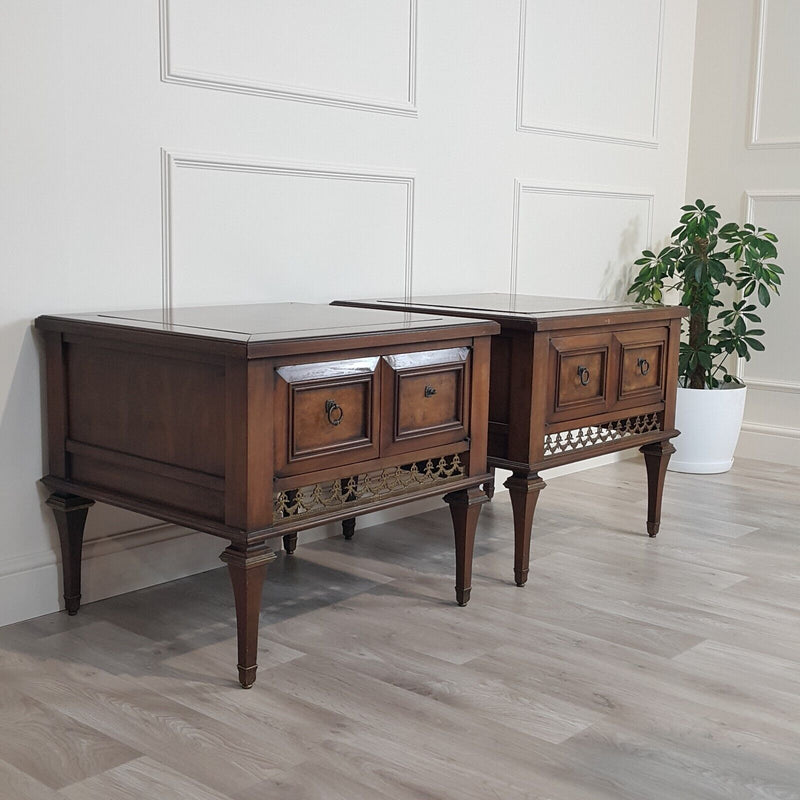 Pair 19th Century Design Mahogany Coffee Tables With Doored Storage - F152