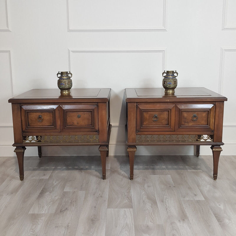 Pair 19th Century Design Mahogany Coffee Tables With Doored Storage - F152