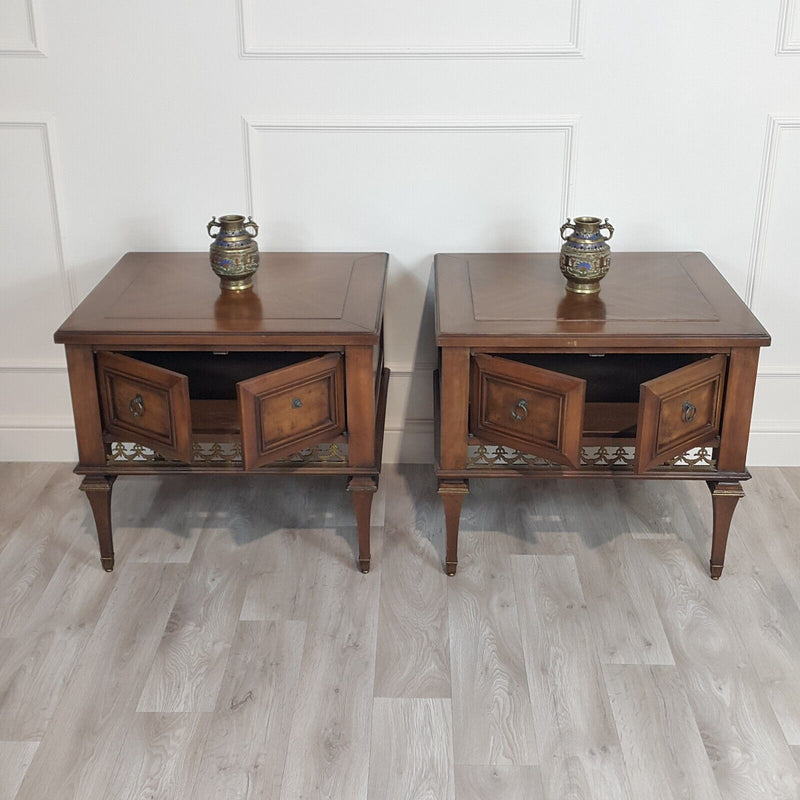 Pair 19th Century Design Mahogany Coffee Tables With Doored Storage - F152