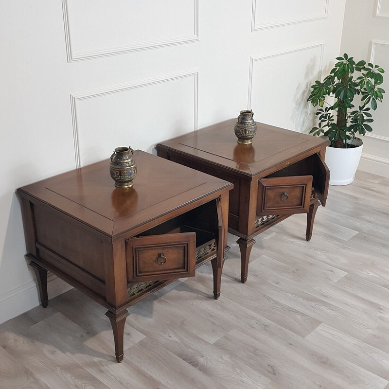 Pair 19th Century Design Mahogany Coffee Tables With Doored Storage - F152