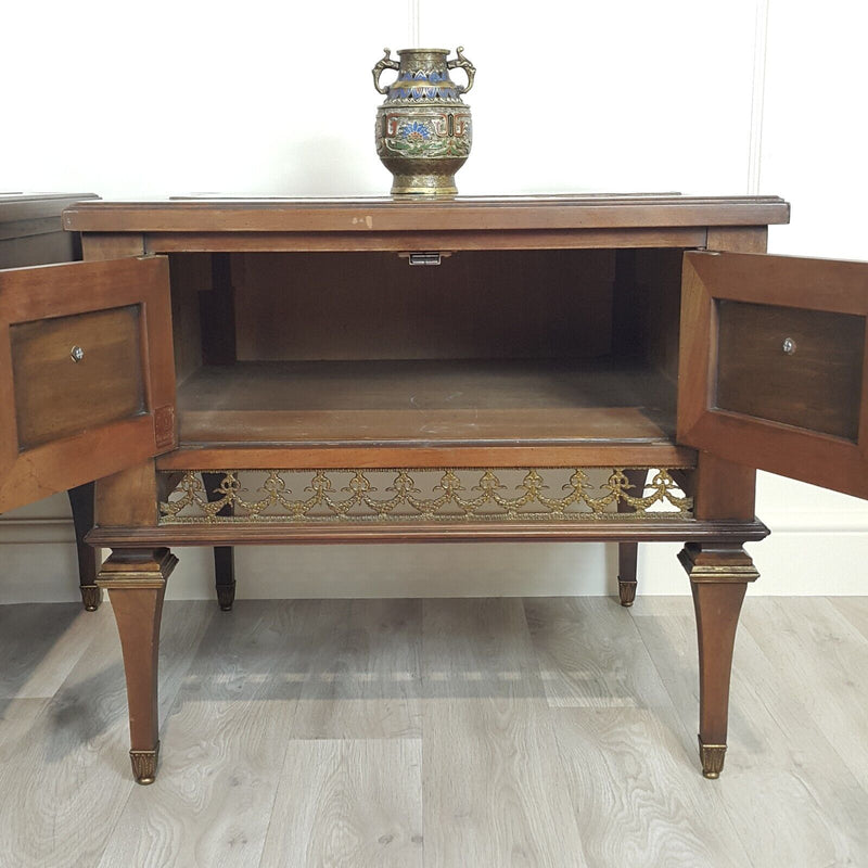 Pair 19th Century Design Mahogany Coffee Tables With Doored Storage - F152