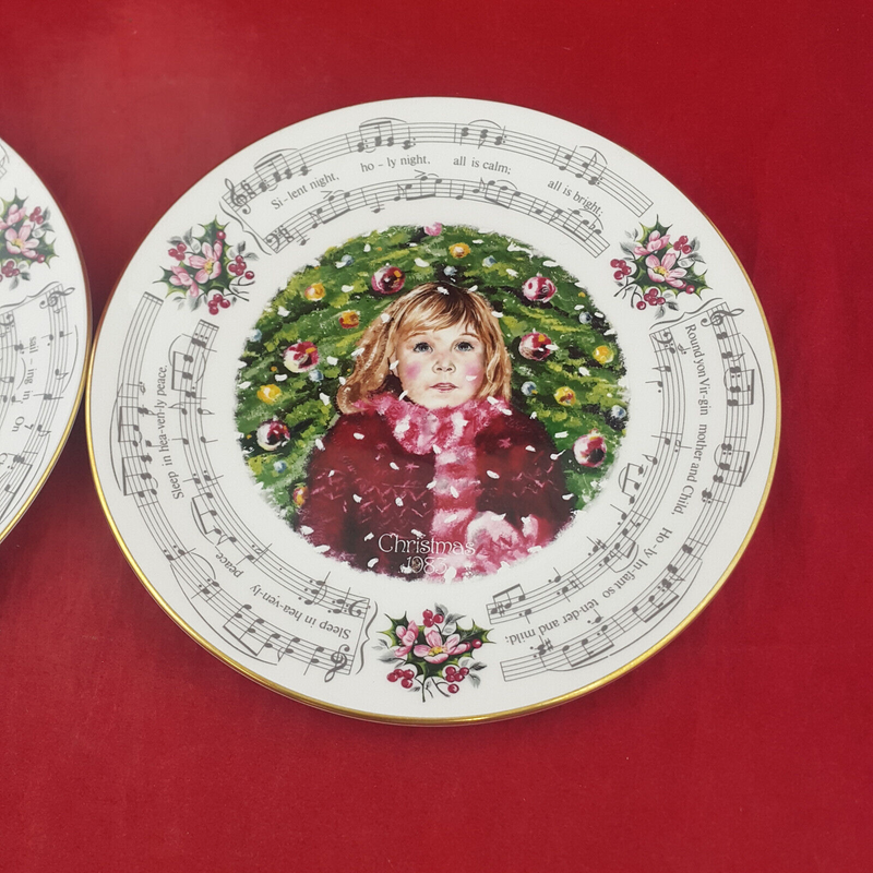 Royal Doulton Christmas Carol Plates - Saw Three Ships | Silent Night - OP 3686