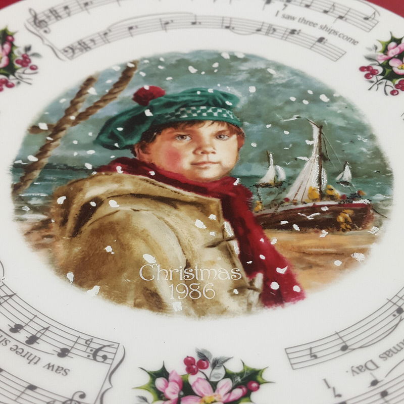 Royal Doulton Christmas Carol Plates - Saw Three Ships | Silent Night - OP 3686