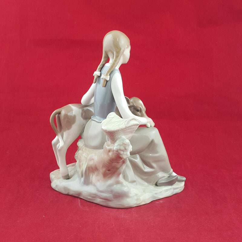 Lladro Figurine 4813 - Girl with Calf (Damaged) - 12 TF