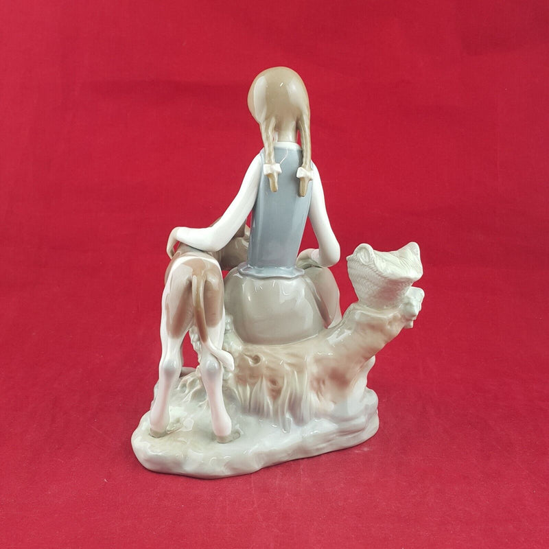 Lladro Figurine 4813 - Girl with Calf (Damaged) - 12 TF