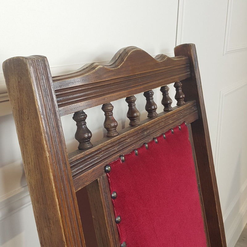 Antique American Style Rocking Chair With Red Cotton Velvet & Castors - F354