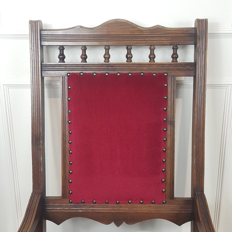 Antique American Style Rocking Chair With Red Cotton Velvet & Castors - F354