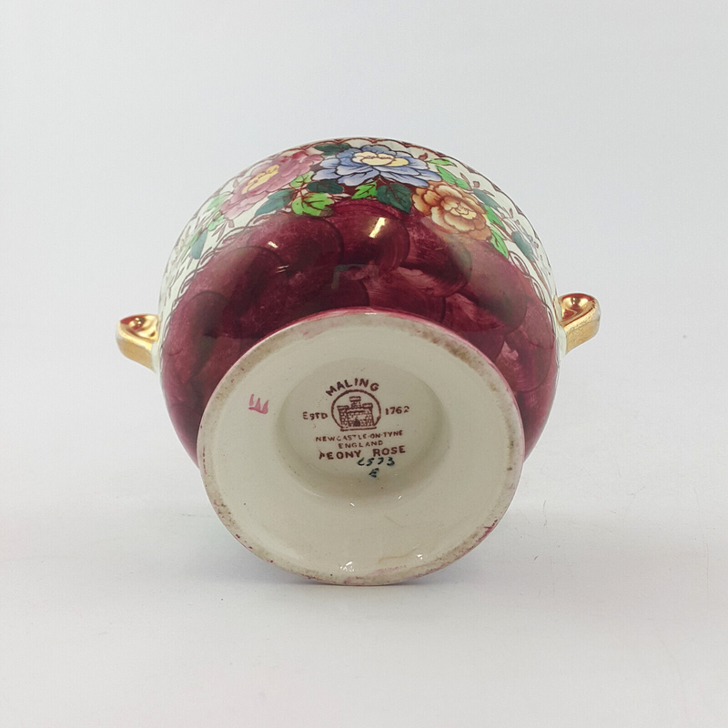 Maling Peony Rose Ruby Lustre Twin Handle Bowl - OP 3684