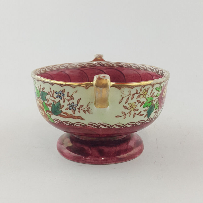 Maling Peony Rose Ruby Lustre Twin Handle Bowl - OP 3684