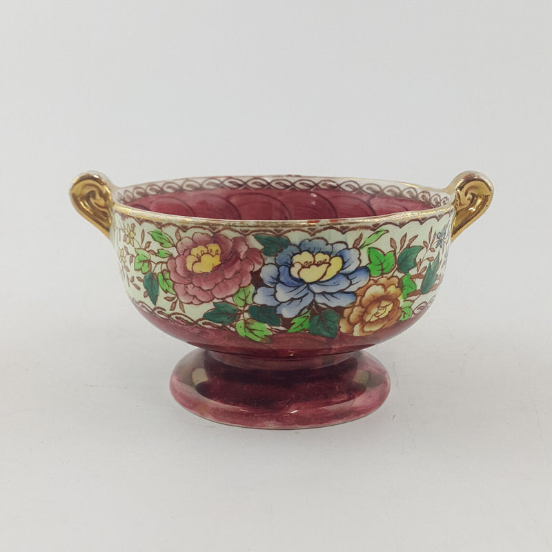 Maling Peony Rose Ruby Lustre Twin Handle Bowl - OP 3684