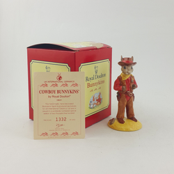 Royal Doulton Bunnykins Figurine - Special Edition Cowboy DB201 (Boxed & CoA)