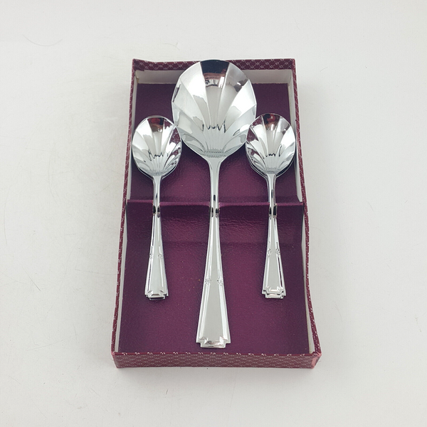 Chromium Unity - Set Of 6 Scallop Shaped Spoons With A Serving Spoon - OA 3566