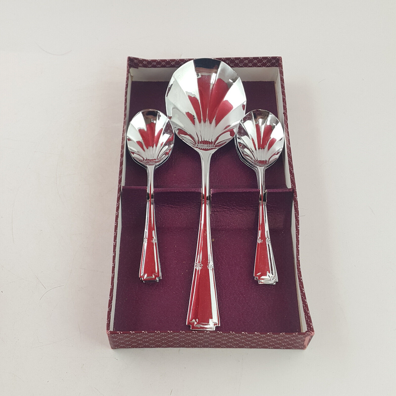 Chromium Unity - Set Of 6 Scallop Shaped Spoons With A Serving Spoon - OA 3566