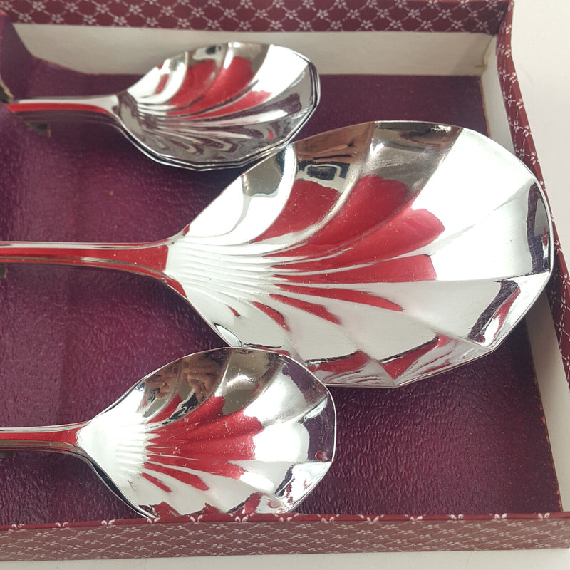 Chromium Unity - Set Of 6 Scallop Shaped Spoons With A Serving Spoon - OA 3566