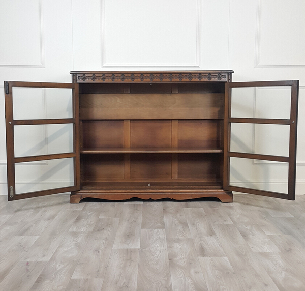 Vintage Mahogany Freestanding Bookcase With Twin Doors - F359