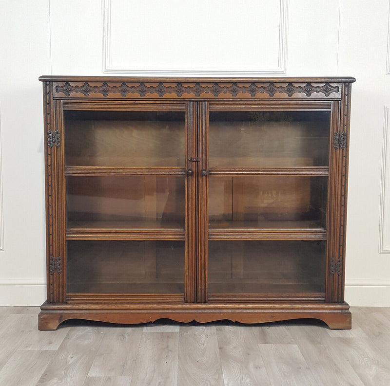 Vintage Mahogany Freestanding Bookcase With Twin Doors - F359