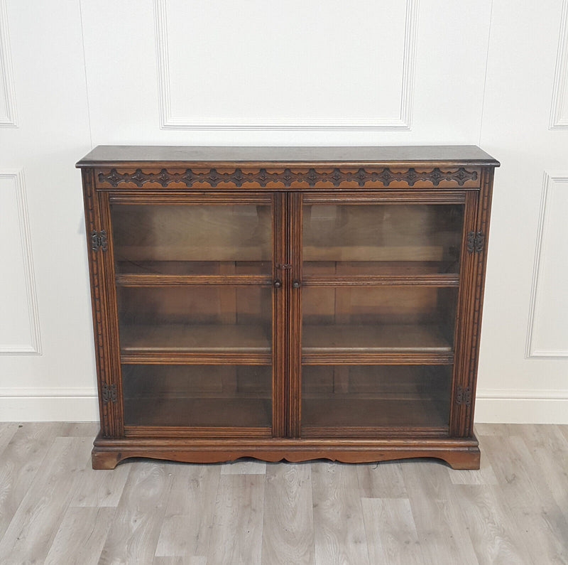 Vintage Mahogany Freestanding Bookcase With Twin Doors - F359